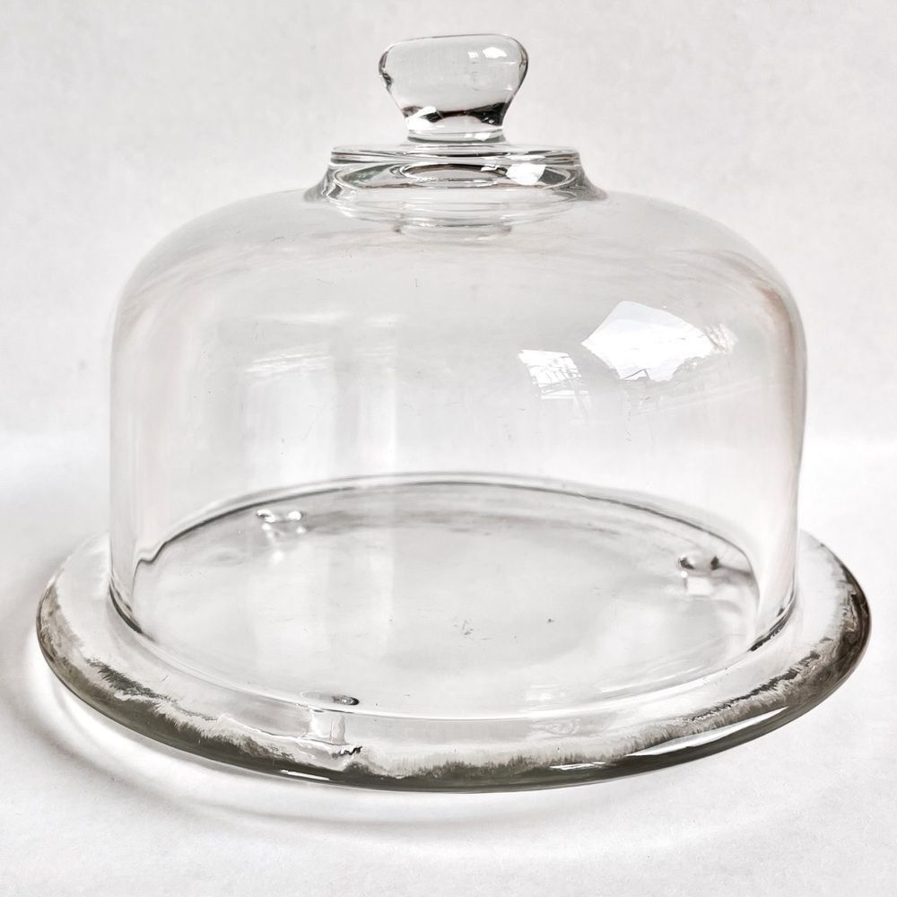 Clear Glass Cloche Marriage Cheese Dome Footed Candle Holder Base